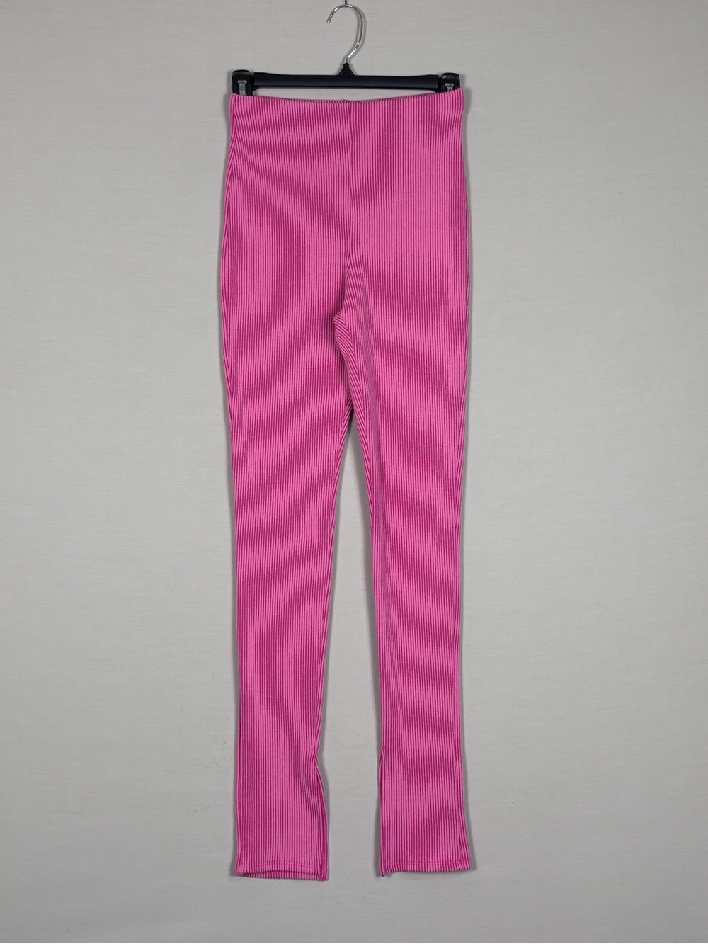 Fashion Nova Hot Pink Ribbed High Rise Split Hem Leggings XS